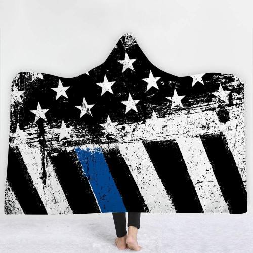 Exclusive: Vintage Patriotic Usa Flag Version 1 Hooded Blanket