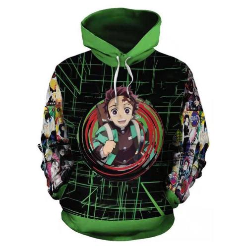 Unisex Demon Slayer: Kimetsu No Yaiba Hoodies Kamado Tanjirou Printed Pullover Jacket Sweatshirt