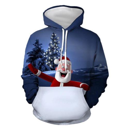 Mens Hoodies 3D Graphic Printed Christmas Cute Snowman Pullover Hoodie