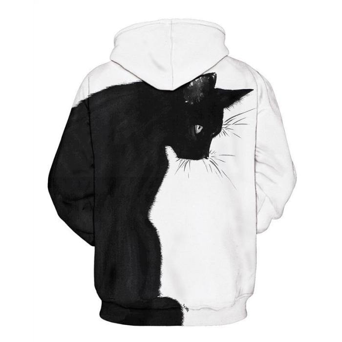 Mens Hoodies 3D Graphic Printed Black Cat Pullover Hoody