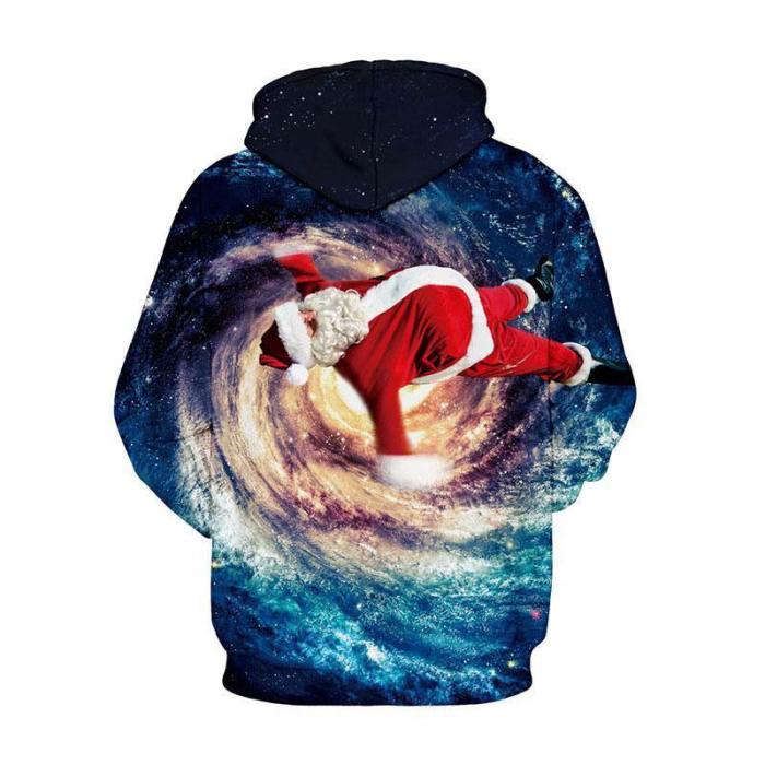 Christmas Santa And Universe 3D Pullover Sweatshirt Hoodie