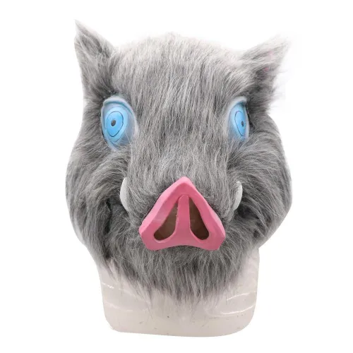Inosuke Hashibira Kimetsu No Yaiba Hair Pig Headwear Helmet Cosplay