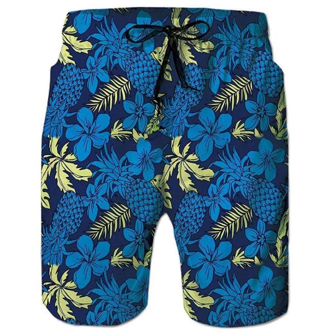 Tropical Leaves Floral Pineapple Beach Board Shorts