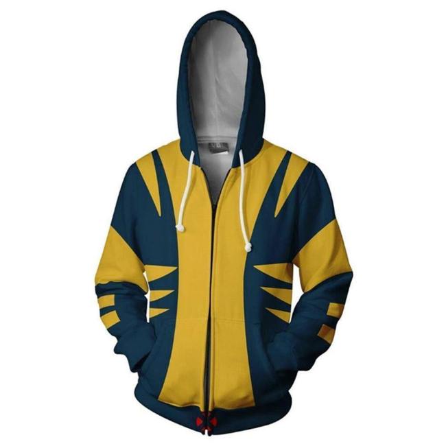 Unisex Wolverine Hoodies X-Men Zip Up 3D Print Jacket Sweatshirt