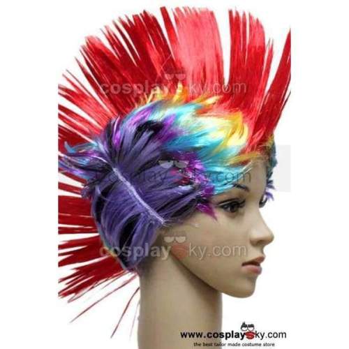 Multicoloured Cockscomb Halloween Wig