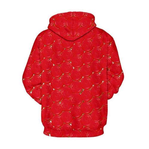 Long Sleeve Red Hoodies 3D Print Sweatshirt