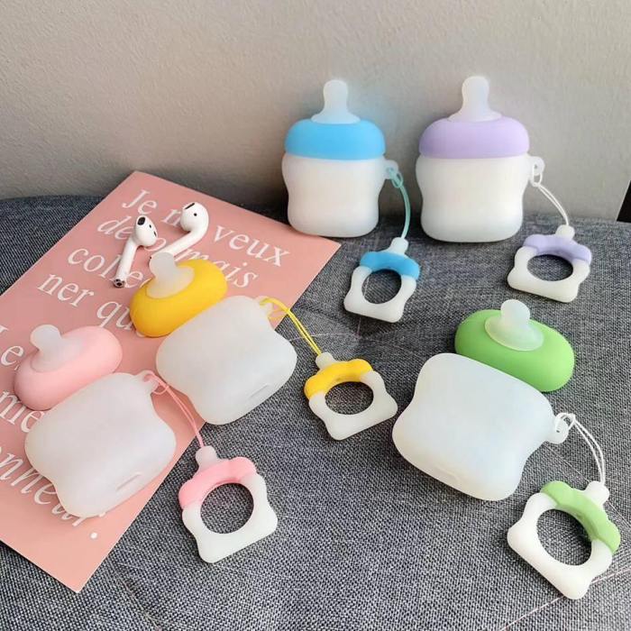 Pastel Milk Bottle Apple Airpods Protective Case With Matching Key Ring