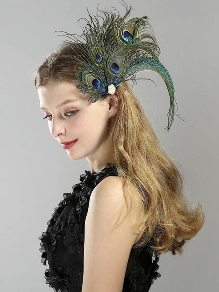 Bride Peacock Feather Hair Clip