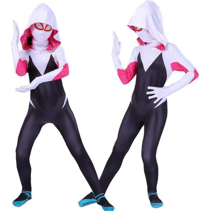 Kids Girls Adult Spider Gwen Stacy Cosplay Halloween Costumes Jumpsuit