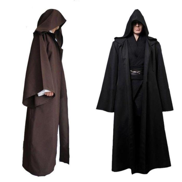 Men Soft Star War Bath Robe Jedi Hooded Bathrobe Cloak Halloween Cosplay Costume