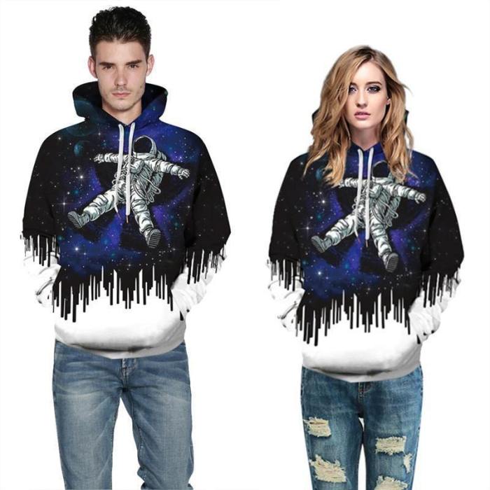 Mens Hoodies 3D Graphic Printed Starry Astronaut Pullover Hoody