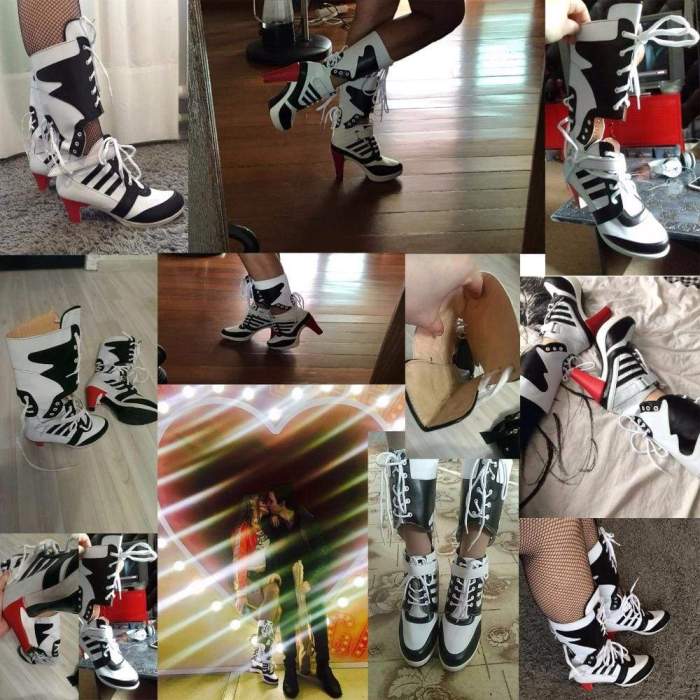 suicide squad harley quinn boots bota accessories black women for harley shoes harley quinn costume cosplay suicide squad