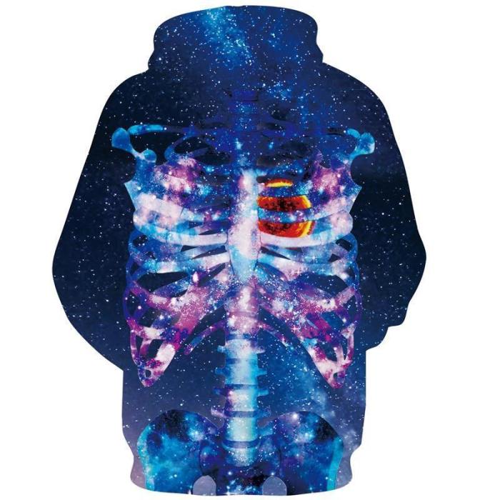 Mens Hoodies 3D Printing Galaxy Skull Printed Winter Hoodies