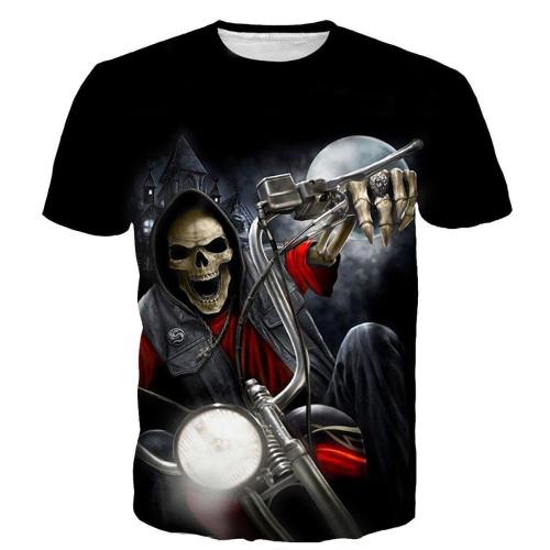 Awesome Skull Ghost Rider Motorcycle T-Shirt