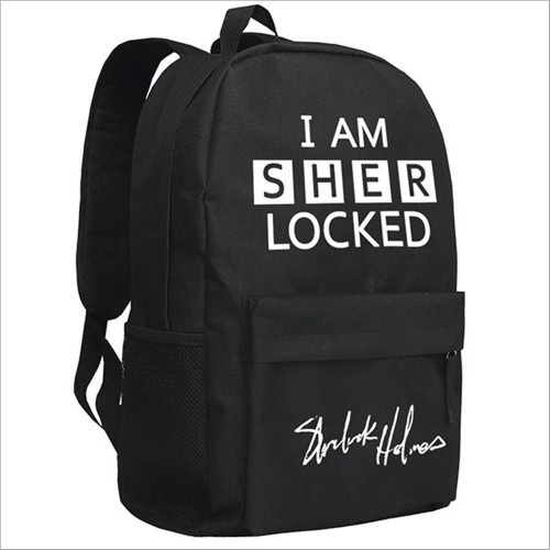 Sherlock Holmes I Am Sher Locked Schoolbag Black Backpack