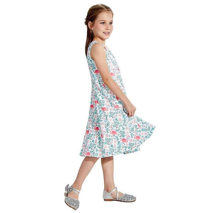 Toddler Girls Summer Dress Flamingo Sleeveless Casual Dress
