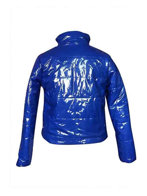 Women Waterproof Patent Leather Puffer Coat