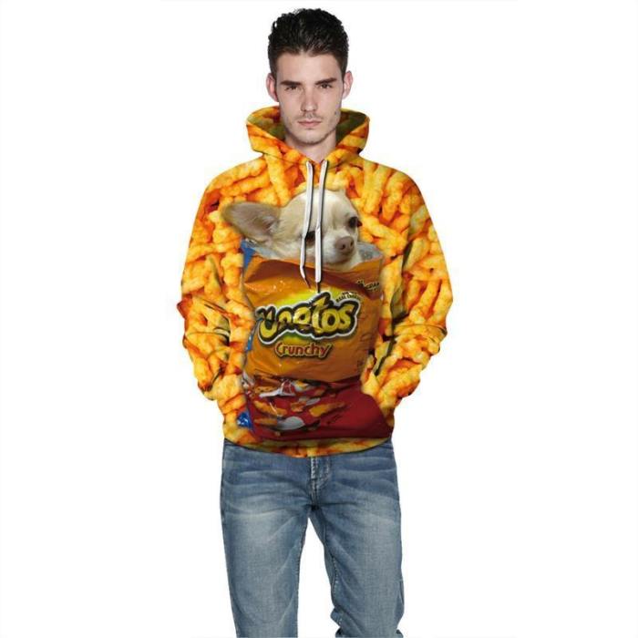 Mens Hoodies 3D Graphic Printed Cheetos French Fries Pullover