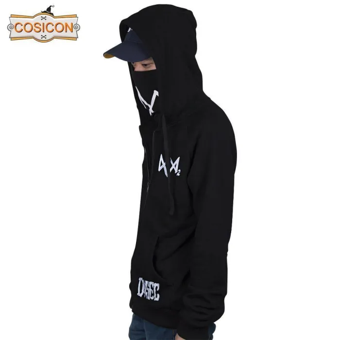 Watch Dogs 2 Catcher Hoodies   Man Sweatshirts Black Cosplay Jackets Zipper