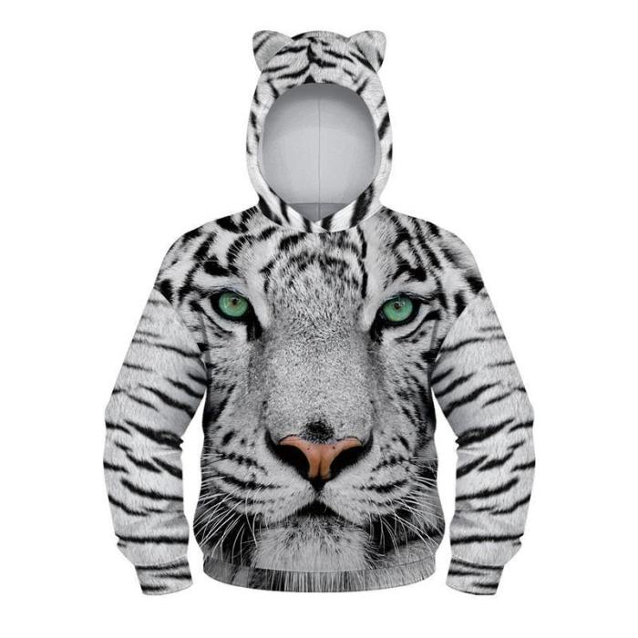 Fashion Tiger Print 3D Hoodie For Kids