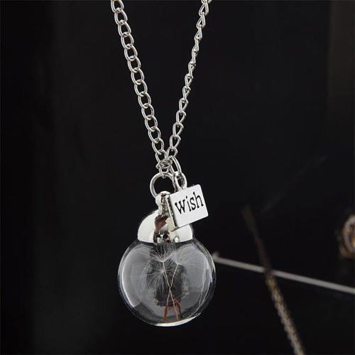 “Make A Wish” Dandelion Glass Pendant Necklace
