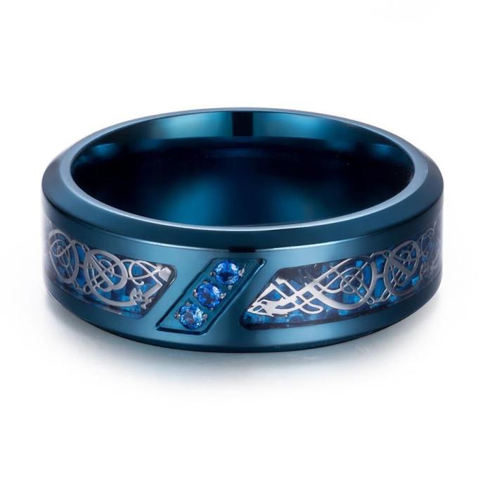 Blue Celtic Dragon Ring