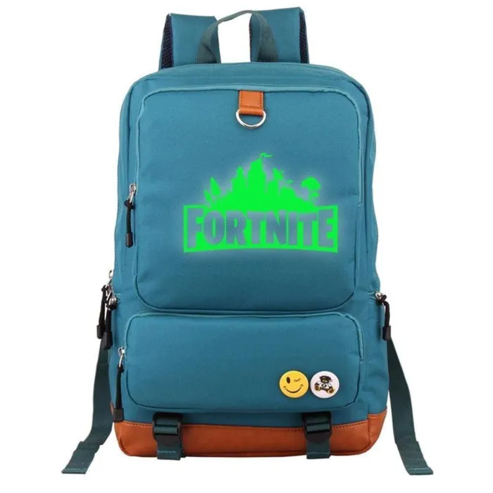 Game Fortnite 17  Canvas Student Backpack - Green Luminous