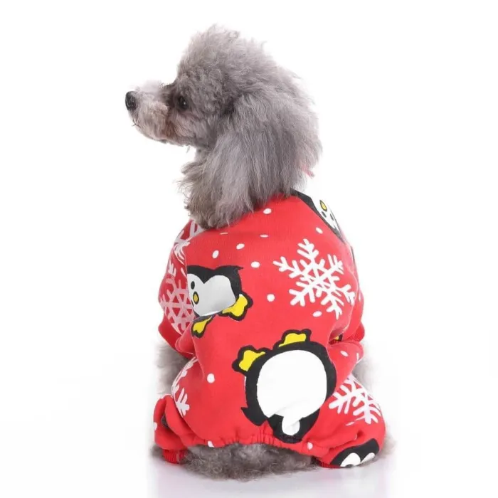 Christmas Snowflake Penguin Pattern Pet Costume