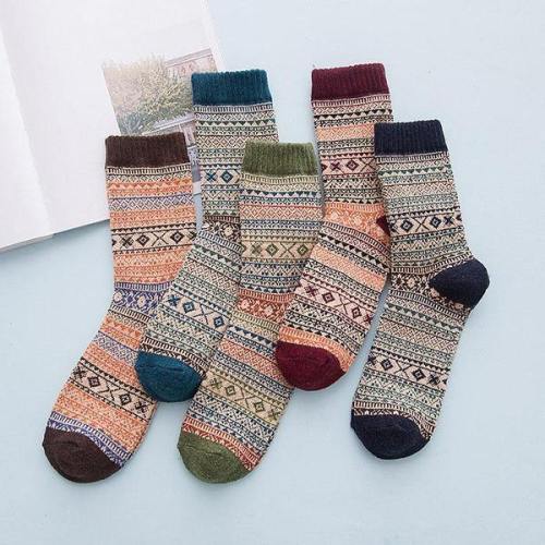 Cozy Striped Winter Wool Socks Set