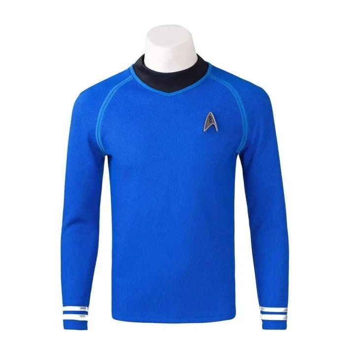 Star Trek Captain Kirk Costume Classic Blue Shirt Uniform Halloween Cosplay Suit
