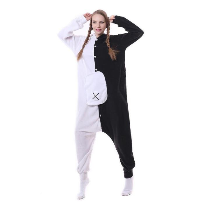 Danganronpa Kigurumi Black White Bear Monokuma Onesies Pajamas Costume
