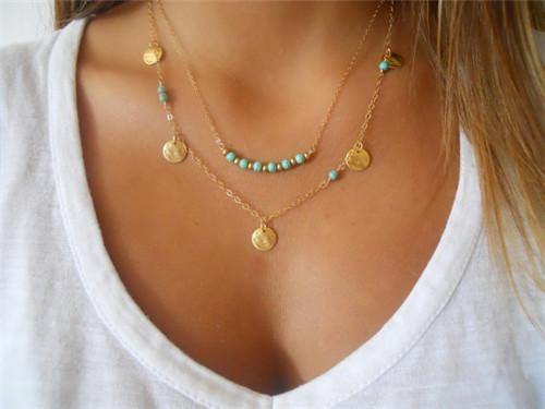 Bohemian Style Gold Coins Necklace