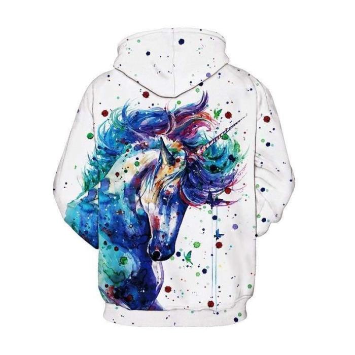 3D Print Hoodie - Alpaca Unicorn Print Pullover Hoodie