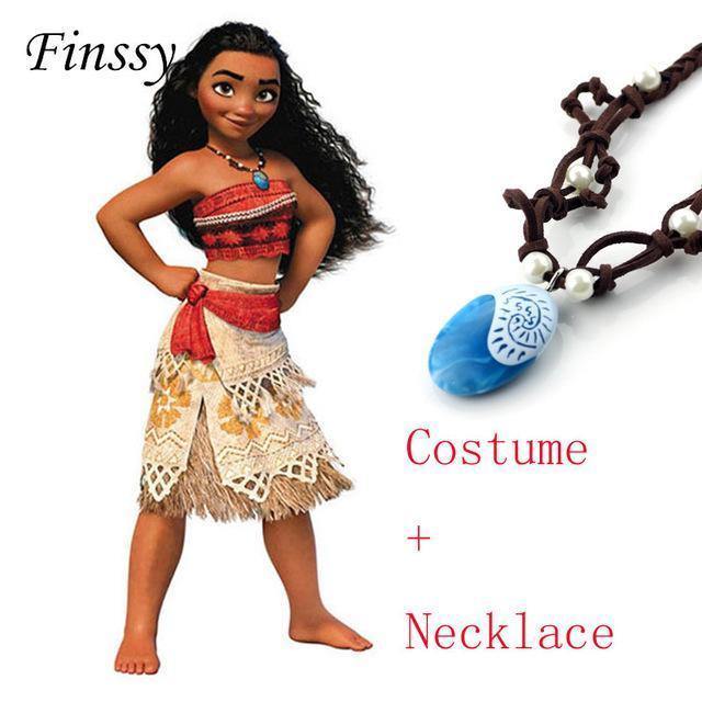 Princess Moana Cosplay Costume For Children Moana Costume With Necklace