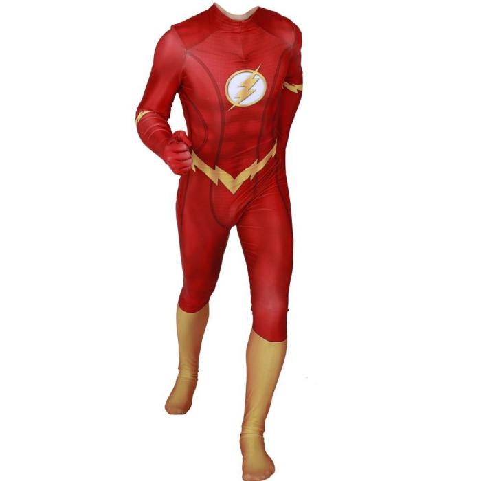 The Flash Cosplay Costume Superhero Barry Allen Zentai Bodysuit Suit