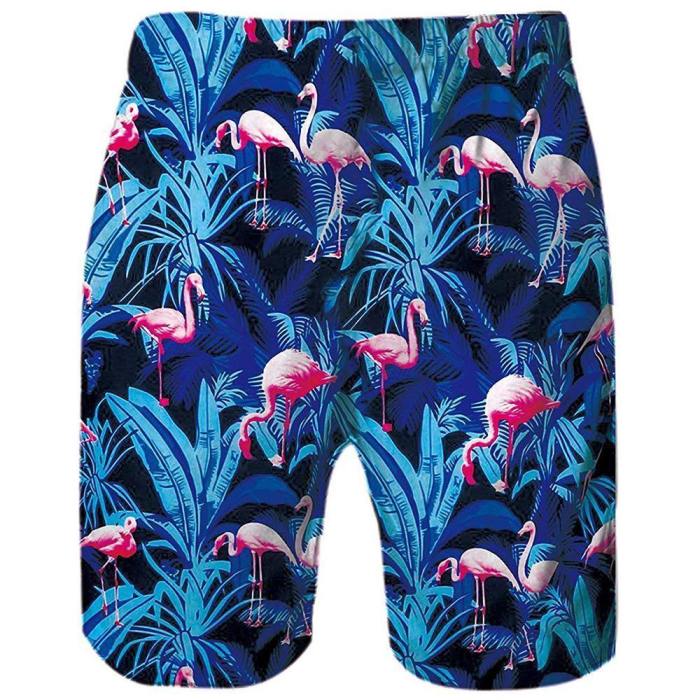 Tropical Hawaiian Flamingo Beach Board Shorts
