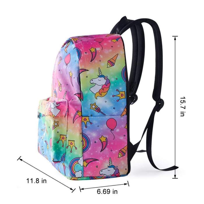 Cute Backpack For Girls 3D Rainbow Unicorm Printed School Bags
