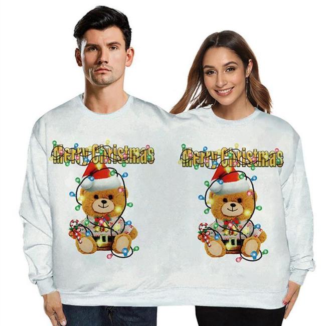 Couple Wear Lovers Men Women Connected White Hoodies Spoof Christmas Sweatshirts