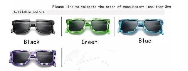 Girls Minecraft Glasses 8 Bit Pixel Kids Sunglasses Female Male Mosaic Sun Glasses Kids
