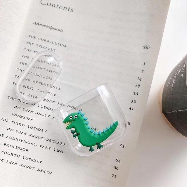 3D Cute Minimalist Dinosaur Egg Transparent Apple Airpods Protective Case