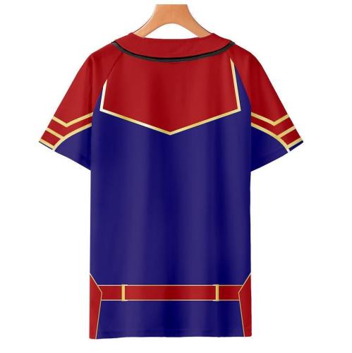 Captain Marvel T-Shirt - Carol Danvers Graphic Button Down T-Shirt Csos930