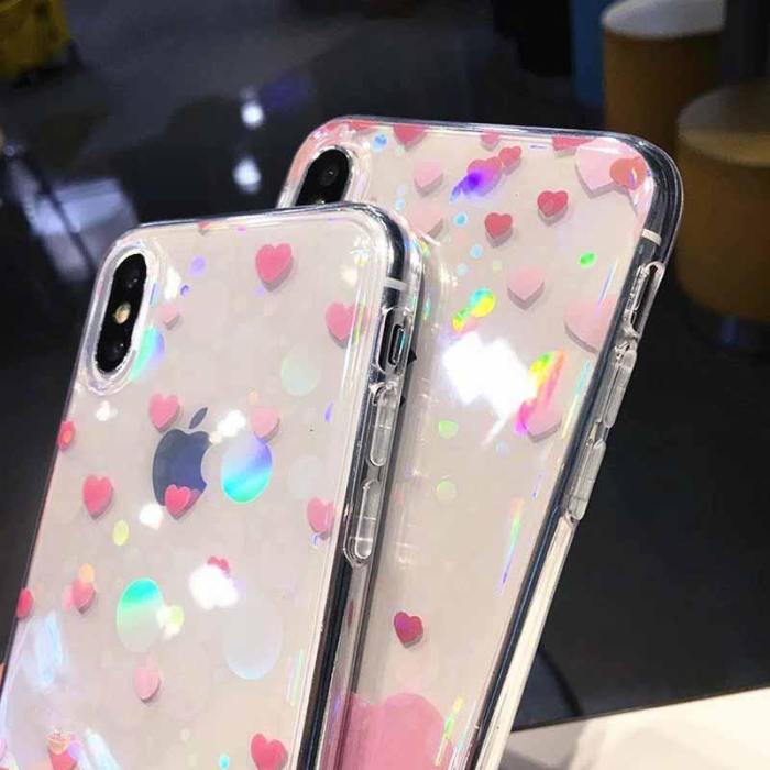 Pink Love Heart Transparent Phone Case