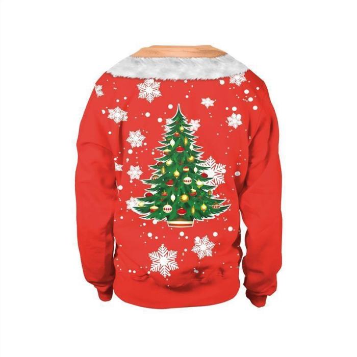Womens Red Pullover Sweatshirt 3D Graphic Printing Merry Christmas Funny Pattern