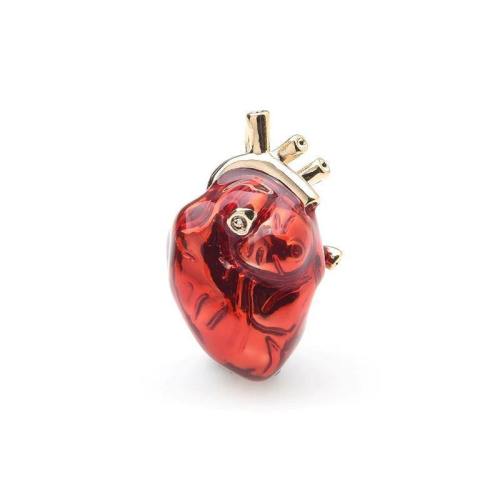 Realistic Human Heart Enamel Brooch