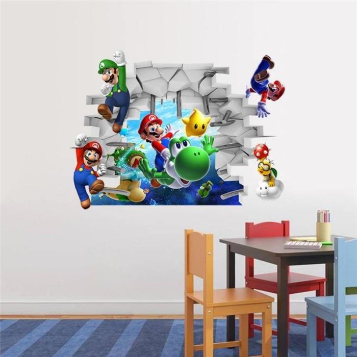Super Mario Bros Removable Wall Sticker Wallpaper Decal Room Mural Art