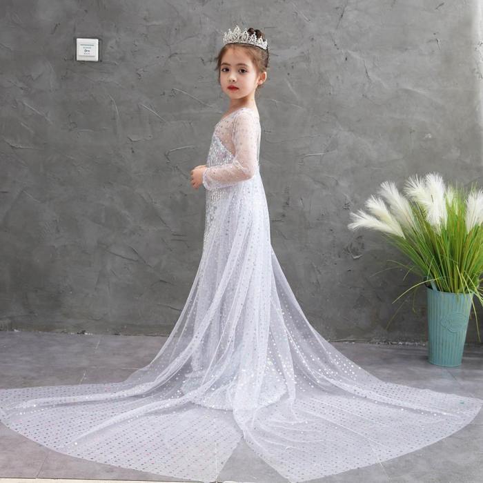 Girls Kids Frozen Snow Queen 2 Princess Elsa Dress Halloween Costumes