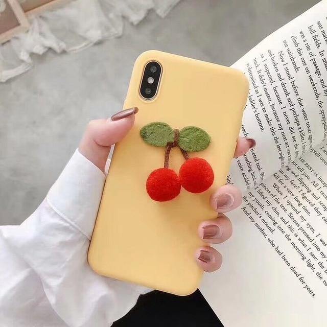 Cute 3D Fuzzy Cherry Phone Case