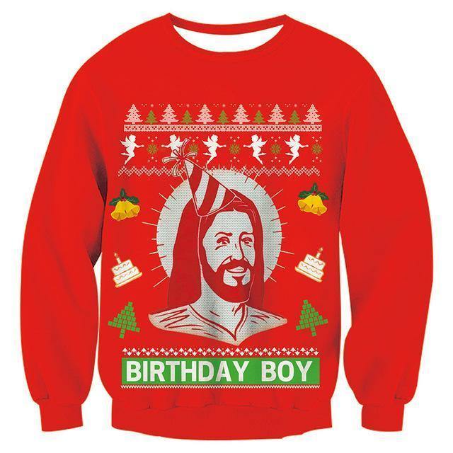 Mens Womens Red Funny Christmas Sweater