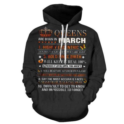 Girls Born In March Personality 3D - Sweatshirt, Hoodie, Pullover