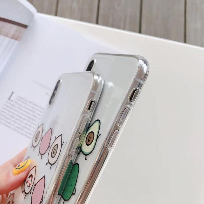 Cute Cartoon Peach Avocado Transparent Phone Case